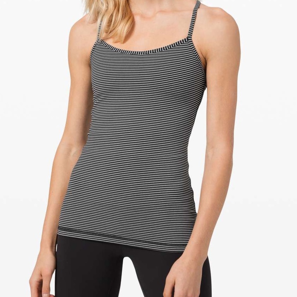 Lululemon black and white striped power y tank